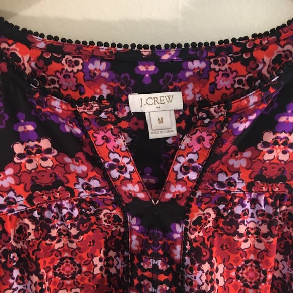 J. Crew Floral Popover Peasant Blouse Boho - M - Picture 6 of 7